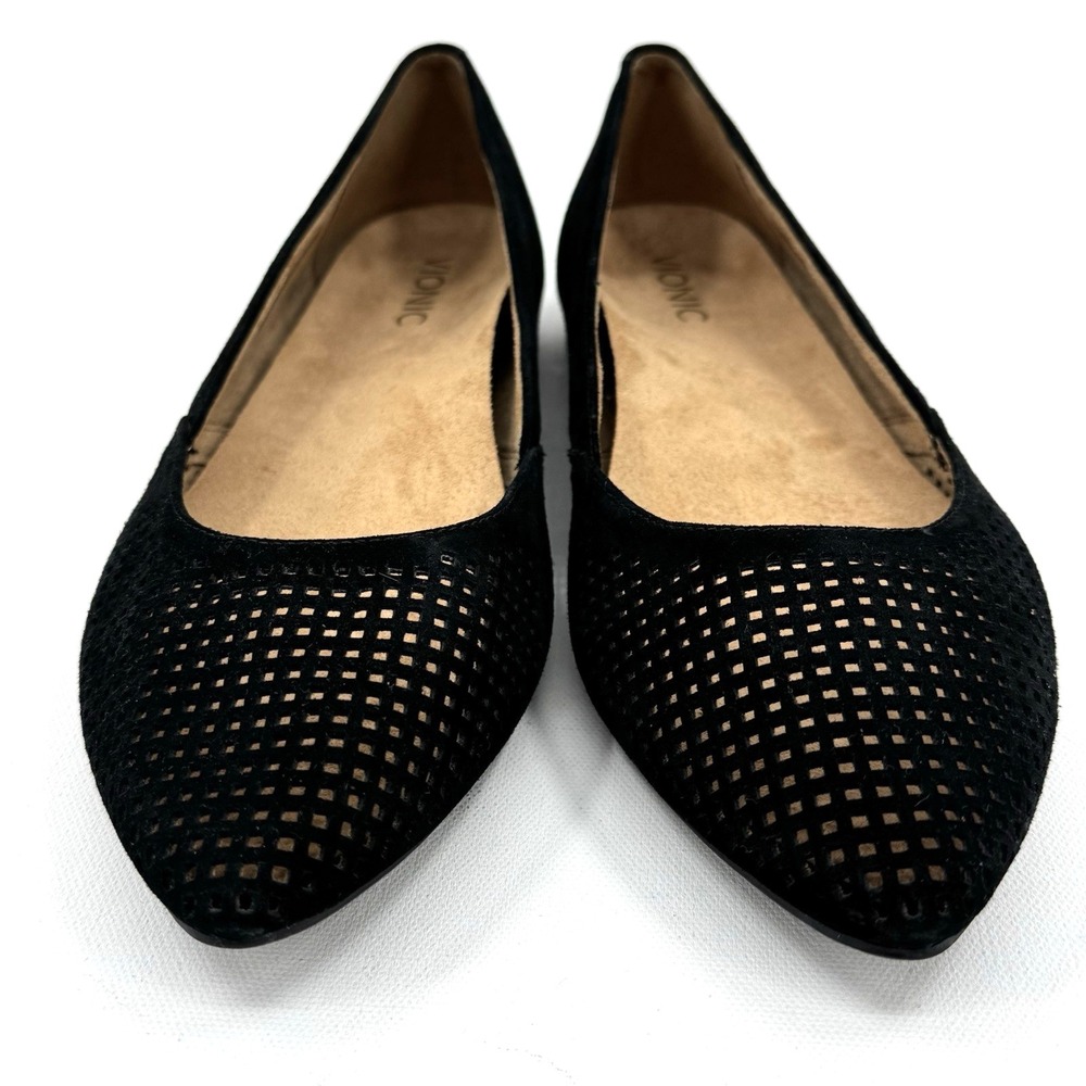 Vionic Posey Flats Loafers Shoes Womens Size 11 Black Perforated Suede Orthotic - Picture 4 of 9